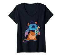 Mujer Disney Stitch in Scar Costume Halloween Disney Villains Camiseta Cuello V