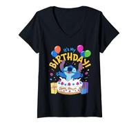 Mujer Disney Stitch It's My Birthday Cake Surprise Party Camiseta Cuello V