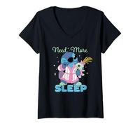 Mujer Disney Stitch & Scrump "Need More Sleep" Sleepy Bedtime Camiseta Cuello V