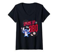 Mujer Disney Stitch Spark Up the BBQ 4th of July Cookout USA 250th Camiseta Cuello V