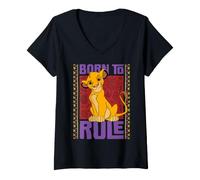 Mujer Disney The Lion King Simba Born to Rule Birthday Party Camiseta Cuello V