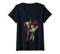 Mujer Disney The Nightmare Before Christmas Jack & Sally Holiday Camiseta Cuello V