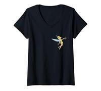 Mujer Disney Tinker Bell Neverland Fairy Classic Pose Pocket Logo Camiseta Cuello V