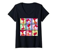 Mujer Disney Vaiana Heihei Moods Funny Tropical Island Grid Camiseta Cuello V