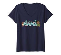Mujer Disney Vaiana & Maui Mama Family Trip Vacation Matching Camiseta Cuello V