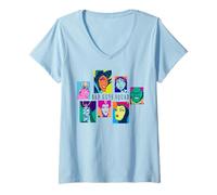 Mujer Disney Villains Bad Guys Squad Retro Color Collage Camiseta Cuello V