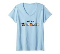 Mujer Disney Villains "It's My Birthday" Party Character Letters Camiseta Cuello V