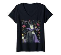 Mujer Disney Villains Maleficent Vintage Art Style Collage Camiseta Cuello V