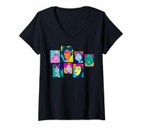 Mujer Disney Villains Retro Color Box Collage Camiseta Cuello V
