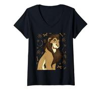 Mujer Disney Villains Scar The Lion King Vintage Art Style Collage Camiseta Cuello V