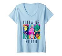 Mujer Disney Villains Squad Retro Color Grid Collage Camiseta Cuello V