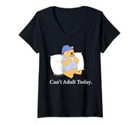 Mujer Disney Winnie the Pooh "Can't Adult Today" Funny Back to Bed Camiseta Cuello V
