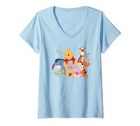 Mujer Disney Winnie The Pooh Cute Easter Team Group Shot Big Logo Camiseta Cuello V