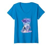 Mujer Disney Winnie The Pooh Eeyore Watercolor Rain Cloud Camiseta Cuello V, Zafiro, S