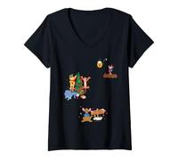 Mujer Disney Winnie the Pooh & Friends Christmas Scenes Holiday Camiseta Cuello V