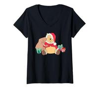 Mujer Disney Winnie the Pooh Santa Claus Christmas Gifts Holiday Camiseta Cuello V