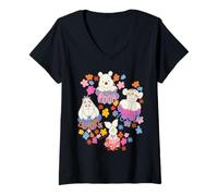 Mujer Disney Winnie the Pooh Spring Easter Friendly Flower Faces Camiseta Cuello V