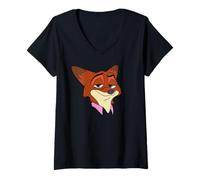 Mujer Disney Zootopia 2 Nick Wilde Big Face Halloween Costume Camiseta Cuello V