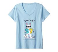 Mujer Disparo 67 Conejo de Pascua Golfing Joke Pascua Humor Golfistas Camiseta Cuello V