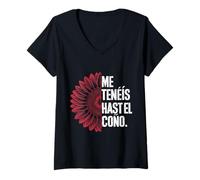 Mujer Disseny fun. Me tenéis hasta el coño, Día de la Madre Camiseta Cuello V