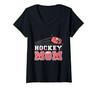 Mujer Distressed Cool Hockey Mom Camiseta Cuello V