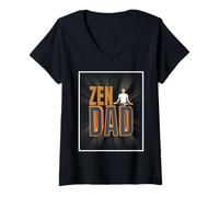 Mujer Distressed Zen Dada Funny Retro Día del Padre Camiseta Cuello V