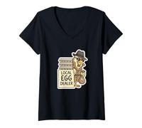 Mujer Distribuidor Local de Huevos Camiseta Cuello V