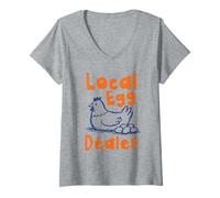 Mujer Distribuidor Local de Huevos Granjero de Pollos Divertido Camiseta Cuello V