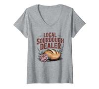 Mujer Distribuidor Local de Masa Madre Entusiasta del Panadero Camiseta Cuello V