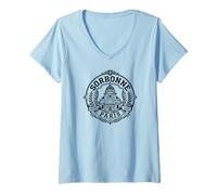 Mujer Distrito Administrativo de la Sorbona París Desde 1257 Tinta Negra Camiseta Cuello V
