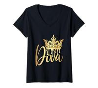 Mujer Diva Crown Afro Mujeres Africanas Camiseta Cuello V