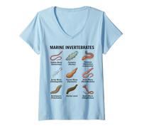 Mujer Diversas Especies de Gusanos Marinos de invertebrados Marinos Camiseta Cuello V