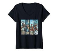 Mujer Diverse Warriors: Pintura vikinga Romana en Miniatura Camiseta Cuello V