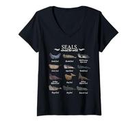 Mujer Diversidad de Especies de focas Camiseta Cuello V