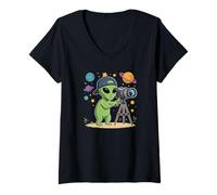 Mujer Diversión Amateur Principiante Niños Astrofotógrafo Astrofotografía Camiseta Cuello V