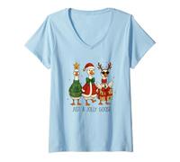 Mujer Diversión navideña Just A Jolly Goose Camiseta Cuello V