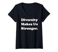 Mujer Diversity Makes Us Stronger Message Inspiration Camiseta Cuello V