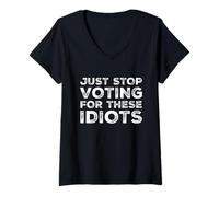 Mujer Divertida antipolítica Sin política Odio la política Política Camiseta Cuello V