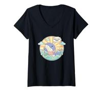 Mujer Divertida Ballena Hello There Cute Ocean Creature Lover Fan Camiseta Cuello V
