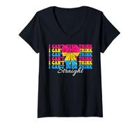 Mujer Divertida bandera pansexual del orgullo pansexual I Can't Even Think Straight Camiseta Cuello V