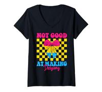 Mujer Divertida bandera pansexual del orgullo pansexual no es buena para tomar decisiones Camiseta Cuello V