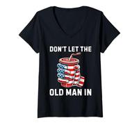 Mujer Divertida Bandera Vintage no Dejes Que el Viejo en Retro Americano Camiseta Cuello V
