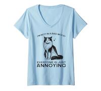 Mujer Divertida Camisa de Gato I'm Not in a Bad Mood Everyone's Annoying Camiseta Cuello V
