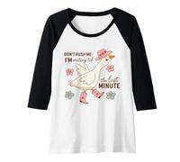 Mujer Divertida camisa de pato botas de procrastinación sombrero flores linda granja Camiseta Manga Raglan