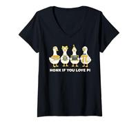 Mujer Divertida Camisa Pi Day Silly Goose Que Toca la bocina si amas a Pi 3.14 Camiseta Cuello V