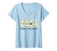 Mujer Divertida Camisa Pi Day Silly Goose Que Toca la bocina si amas a Pi 3.14 Camiseta Cuello V