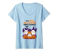 Mujer Divertida Camiseta Are You Fall-O-Ween Directions para Profesor Fantasma Camiseta Cuello V