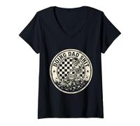 Mujer Divertida Camiseta cómica para el Día del Padre con Forma de Esqueleto para papá cortando el césped, número 4 Camiseta Cuello V