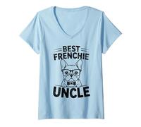 Mujer Divertida Camiseta de Bulldog francés Best Frenchie Uncle para Hombre Camiseta Cuello V