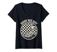 Mujer Divertida Camiseta de Humor para el Día del Padre con Forma de Esqueleto para papá cortando el césped 3 Camiseta Cuello V